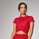 Power Kurzarm Crop Top - Karmesin