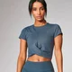 Power Kurzarm Crop Top - Dunkles Indigo