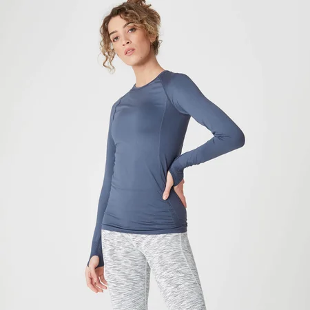 Shape Seamless Long-Sleeve Top – Dunkles Indigo Blau