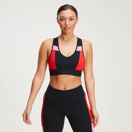 Power Colour Block Bra - Schwarz/Danger