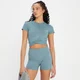MP Damen Power Kurzarm Crop-Top – Kieselblau