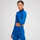 MP Damen Tempo Ultra Nahtloses Langarm-Crop-Top mit 1/4-Reißverschluss – Surf-Blau