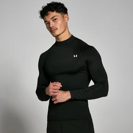 MP Herren Training Langarm-Baselayer mit hohem Kragen – Schwarz