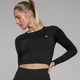 MP Damen Shape Nahtloses Langarm-Crop-Top — Schwarz