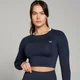 MP Damen Shape Nahtloses Langarm-Crop-Top — Navy