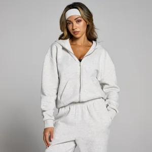 MP Damen Basics Kapuzenpulli mit durchgehendem Reißverschluss – Hellgrau - Size XXS