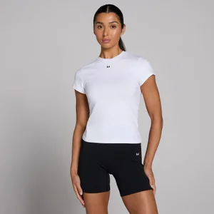MP Damen Basics Körperbetontes Kurzarm-T-Shirt – Weiß - Size XXS