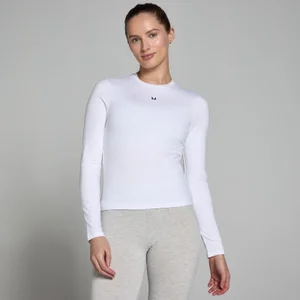 MP Damen Basics Körperbetontes Langarm-T-Shirt – Weiß - Size XXS