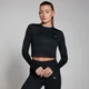 MP Damen Training Body Fit Langarm-Crop-Top – Schwarz