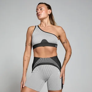 MP Damen Contrast Rib Nahtloser Sport-BH – Schwarz/Grau - Size M