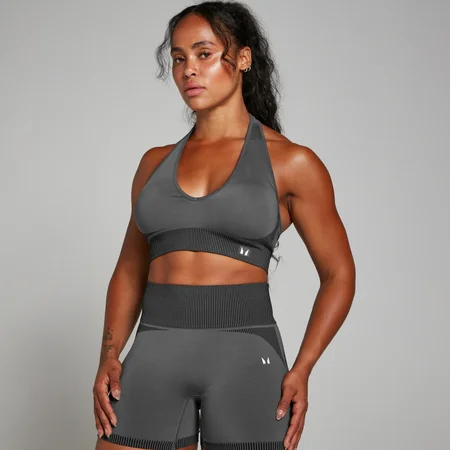 MP Damen Nahtloser Zweifarbiger Sport-BH – Schwarz