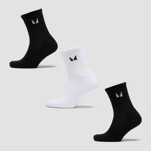 MP Unisex Crew Socks (3 Pack) - Black/White - Size UK 2-5