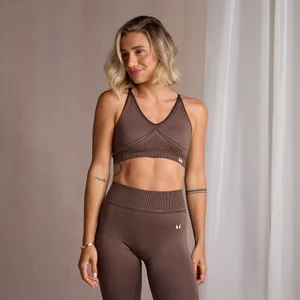 MP Damen Nahtloser Sport-BH mit V-Ausschnitt – Kaffee - Size M