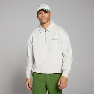 MP Herren Lifestyle Top mit Kragen und 1/4-Reißverschluss – Hellgrau - Size XS