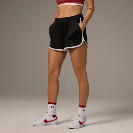 MP X Tatiana Kontrast-Trainingsshorts mit Kordelzug – Schwarz