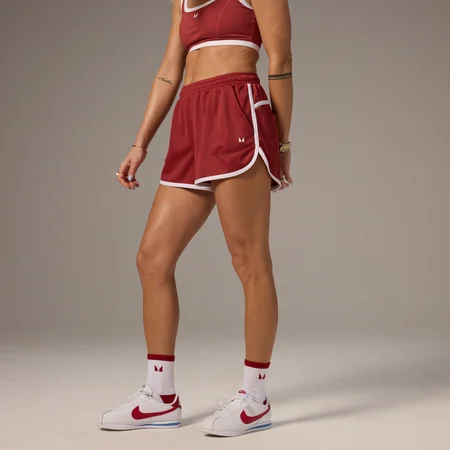 MP X Tatiana Kontrast-Trainingsshorts mit Kordelzug – Verwaschenes Rostbraun