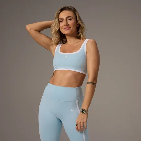 MP X Tatiana Kontrast-Sport-BH mit quadratischem Ausschnitt – Helles Aqua