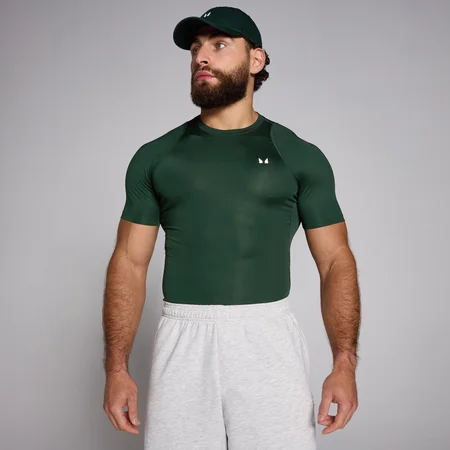 MP Herren Training Kurzarm-Baselayer  — Dunkles Smaragdgrün
