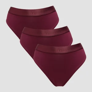 MP Damen Bikinislip mit Mittelhohem Bund (3er-Packung) – Dunkle Beere - Size XS