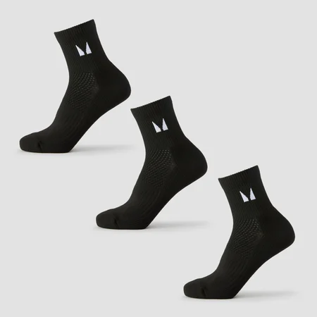 MP knöchellange Laufsocken (3er-Pack) – Schwarz