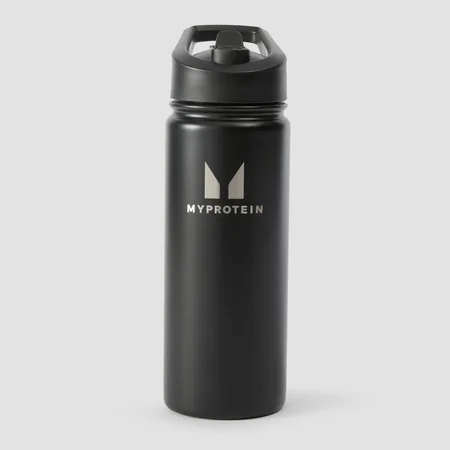 Myprotein Flip-Trinkhalmflasche aus recyceltem Metall, 500 ml – Schwarz