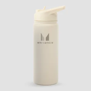 Myprotein Flip-Trinkhalm-Flasche aus recyceltem Metall, 500 ml – Naturcreme - Colour Natural Cream