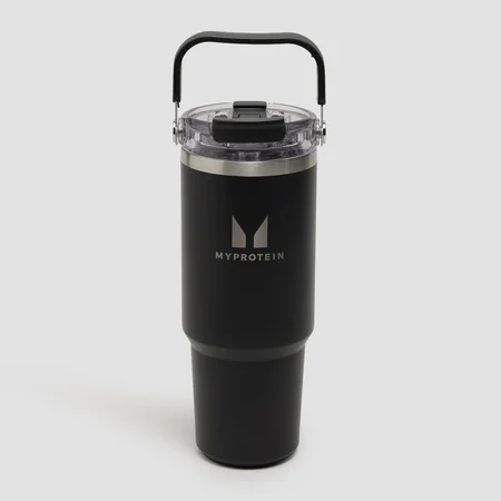 Myprotein Recycelte Metall Tragegriff Strohhalm-Flasche 900ml - Schwarz