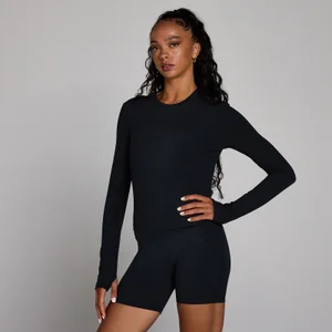 MP Women's Tempo Long Sleeve Top With Thumbholes - Black - Black - Size L