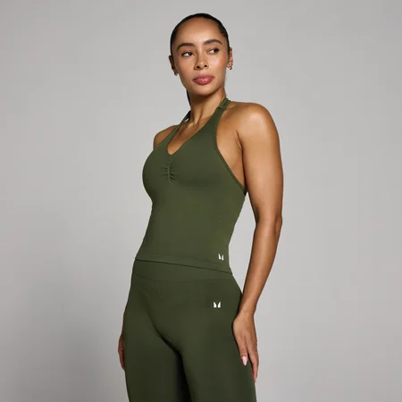 MP Damen Tempo Nahtlos Neckholder-Top - Waldgrün