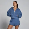 MP Damen Leichter Loopback-Hoodie mit durchgehendem Reißverschluss – Slate Blue