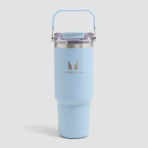Myprotein Recycelte Metall Trinkflasche mit Tragegriff und Strohhalm 900 ml - Babyblau - Colour Baby Blue