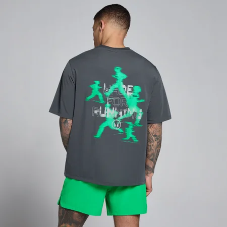MP Herren Velocity Graphic Cotton Modal T-Shirt - Dark Grey / Green