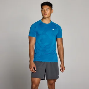 MP Herren Tempo Pillar Graphic Seamless T-Shirt – Track Blue - Size XS