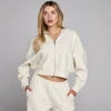 MP Damen Waffelstruktur Hoodie mit Reißverschluss - Elfenbein