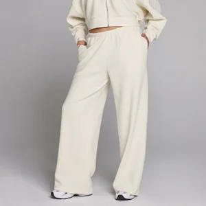 MP Damen Waffelstruktur Jogginghose mit mittlerer Leibhöhe und geradem Bein - Elfenbein - Size S