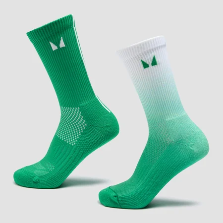 MP Laufsocken (2er-Pack) – Ombré Zesty Green/Light Lime gestreift