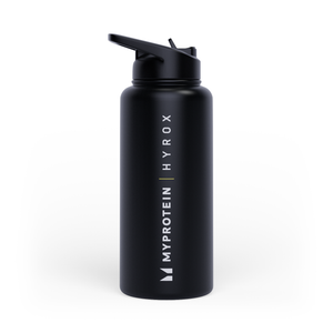 Myprotein Hyrox Recycelte Metall-Flip-Strohhalm-Flasche 1L - Schwarz - undefined undefined
