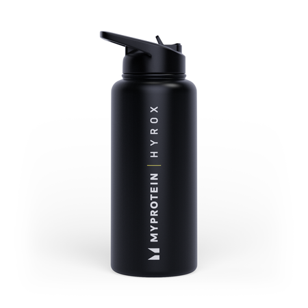 Myprotein Hyrox Recycelte Metall-Flip-Strohhalm-Flasche 1L - Schwarz