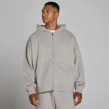 Oversized 2-Wege-Reißverschluss Hoodie - Chalk Grey