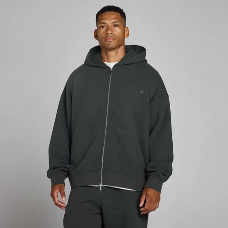 MP Herren Oversized-Hoodie aus Loopback mit 2-Wege-Reißverschluss - Vintage-Schwarz