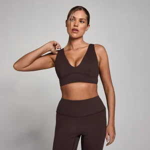 MP Damen SculptForm Sport-BH mit V-Ausschnitt Longline – Kakao - Size XS
