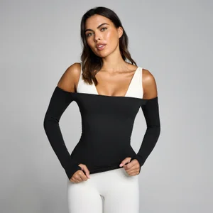 MP Damen Tempo Off The Shoulder LS Top - Schwarz - Size S