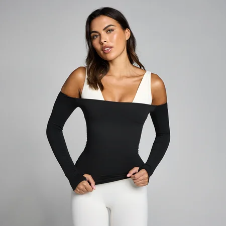 MP Damen Tempo Off The Shoulder LS Top - Schwarz