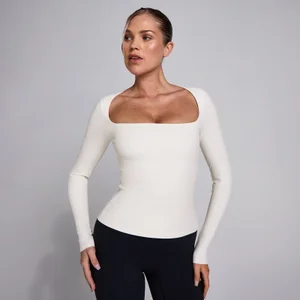 MP Damen SculptForm Langarm-Top mit eckigem Ausschnitt - Perle - Size L