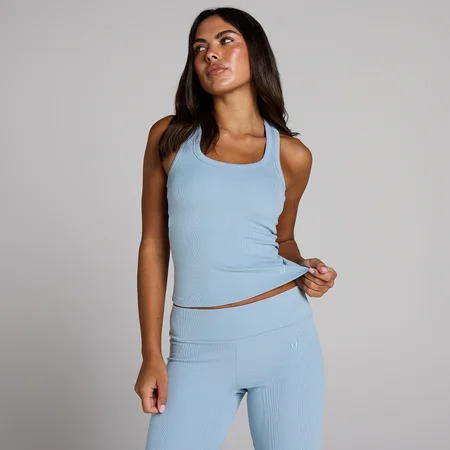 MP Damen Geripptes Tank-Top mit integriertem BH - Jeansblau