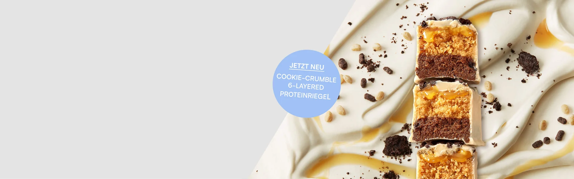 Heathy snacks from Myprotein featuring the new cookie crumbed layered bar with 20g of protein.