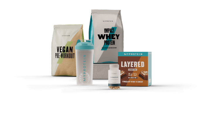 A mixture of protein products from Myprotein to lose weight.